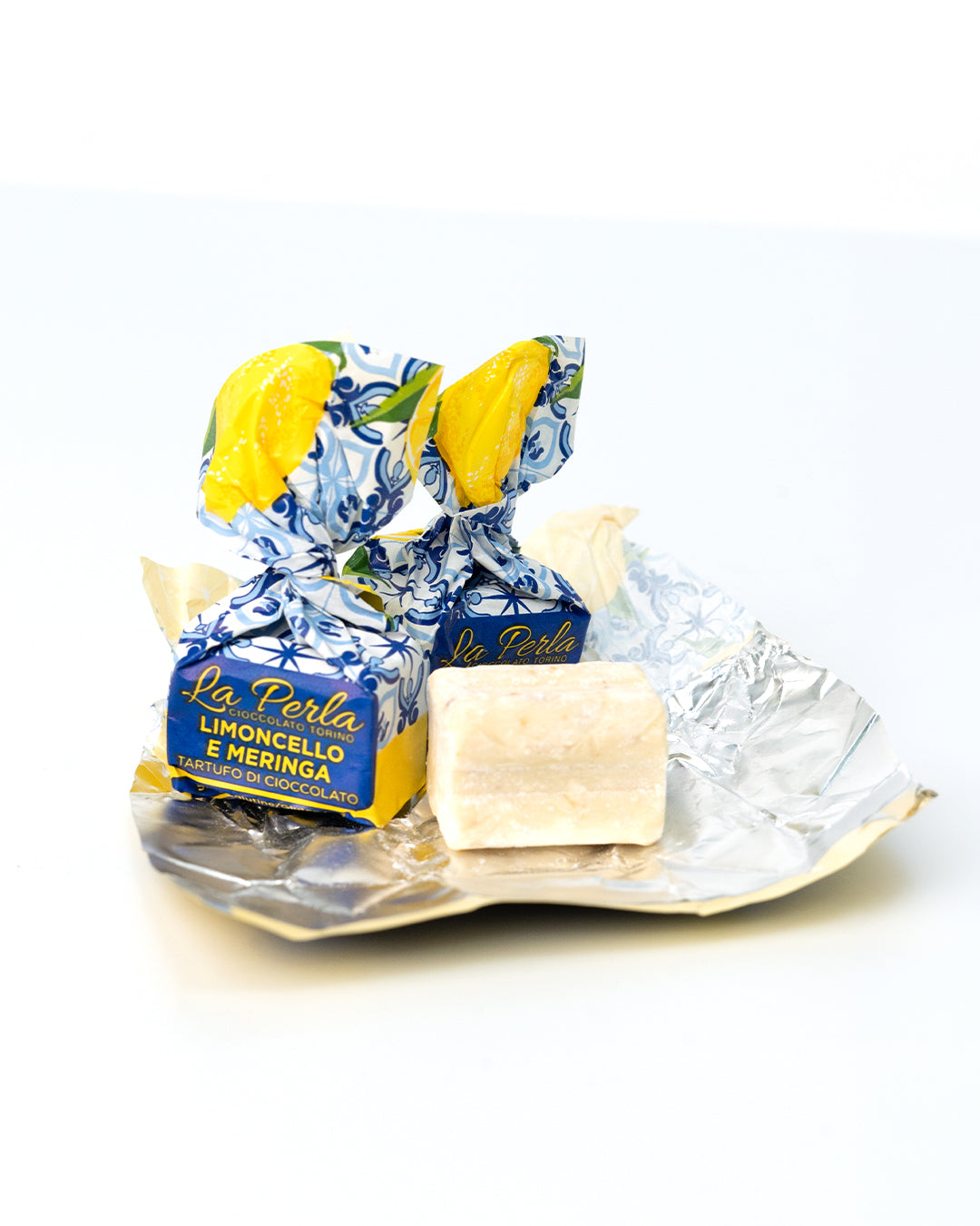 La Perla Limoncello e Meringa White Chocolate Truffle with Almond & Nougat – Gluten-Free